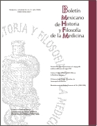 Bolet�n Mexicano de Historia y Filosof�a de la Medicina (portada)